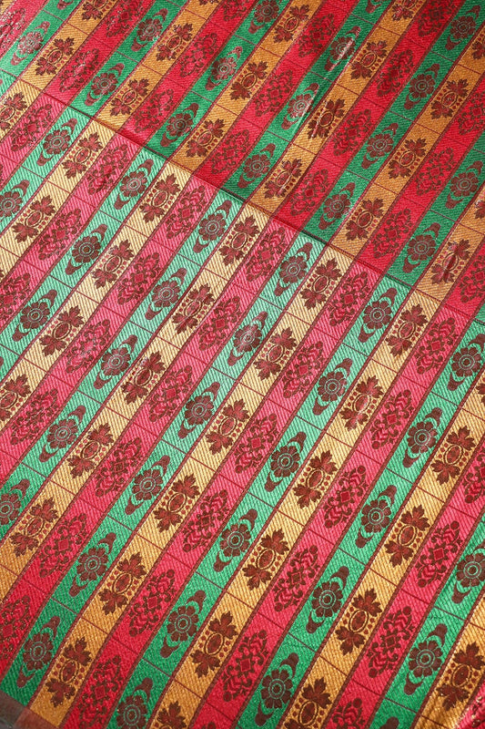 Multi Color Floral Banarasi Zari Jacquard Fabric