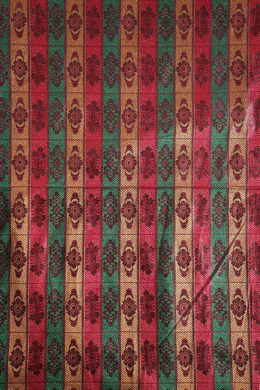 Multi Color Floral Banarasi Zari Jacquard Fabric
