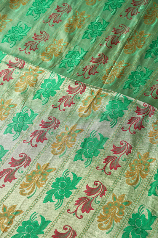 Multi Color Floral Banarasi Zari Jacquard Fabric