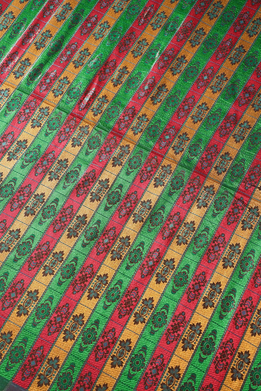 Multi Color Floral Banarasi Zari Jacquard Fabric