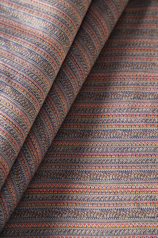 Multi Color Geometric Pattern Screen Print Chanderi Silk Fabric