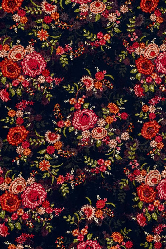 Navy Blue And Rani Saree set (2 Piece)