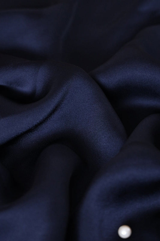 Navy Blue Dyed Georgette Satin Fabric