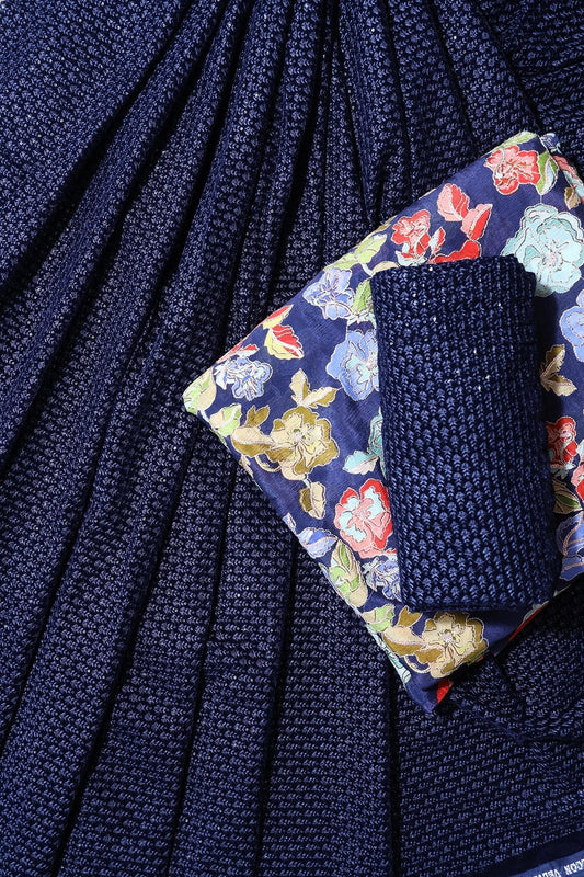 Navy Blue Unstitched Lehenga Set Fabric (3 Piece)