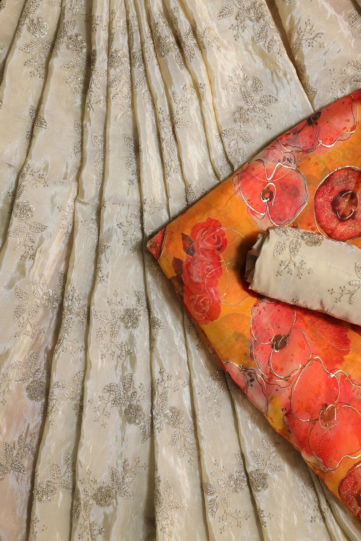 AIzaSyBcstauz-XMPRhEY21AUzeo032pxrXB5Ug - Dyeable And Yellow Ochre Unstitched Lehenga Set Fabric (3 Piece)