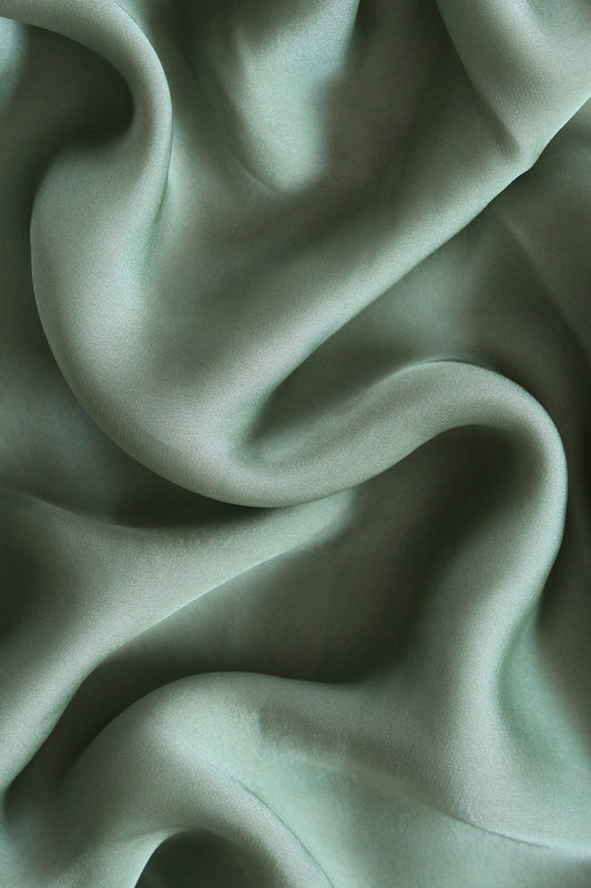 Olive Dyed Georgette Satin Fabric