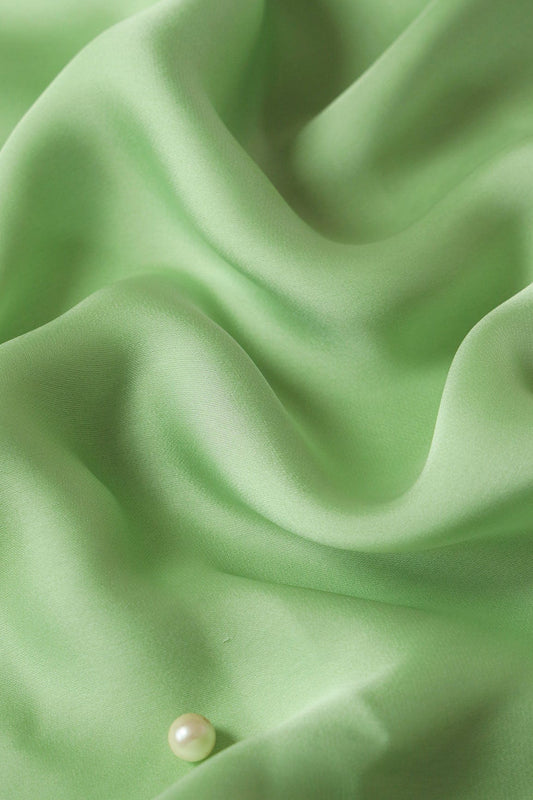 Olive Dyed Georgette Satin Fabric