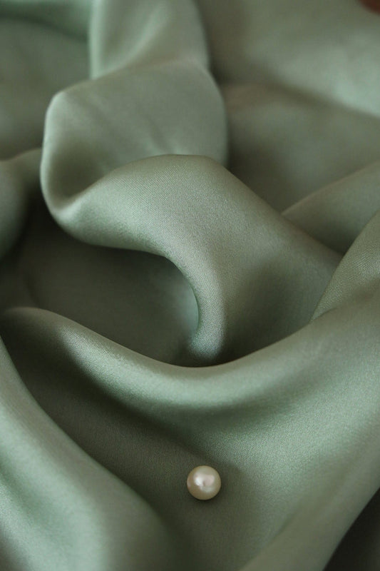 Olive Dyed Georgette Satin Fabric