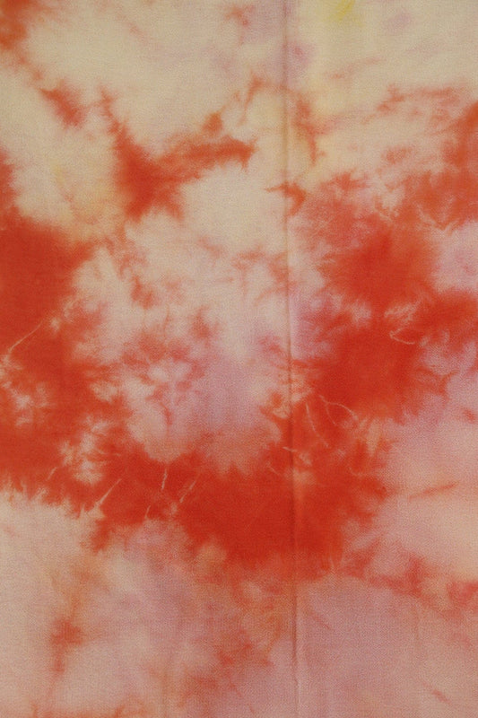 Orange And Pastel Yelllow Tie & Dye Shibori Print On Viscose Georgette Fabric
