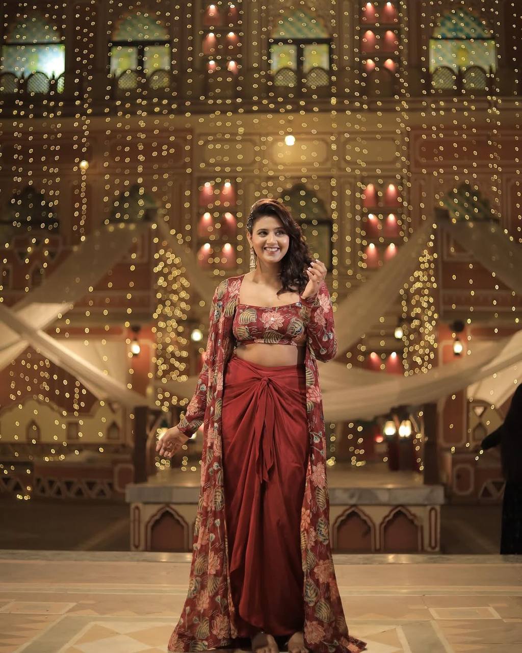 Supernal Indo-Western Dhoti with Top & Printed Shrug For Party Wear Set