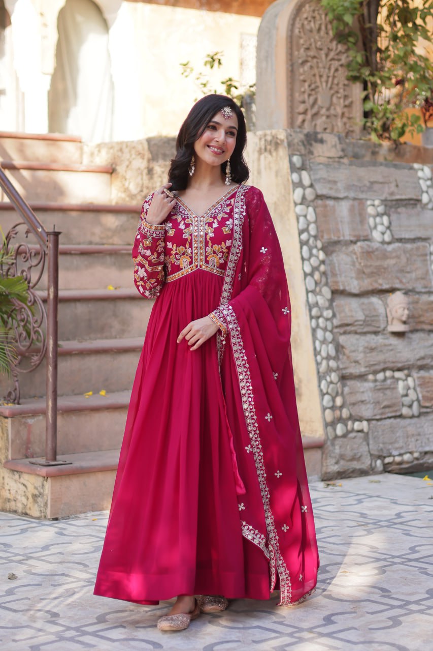 UNIQUE HALDI SPEACIAL READYMADE EMBROIDERED GOWN