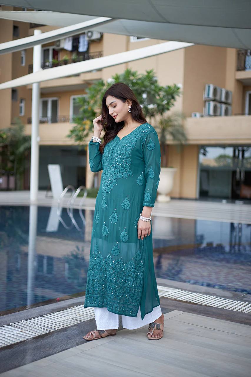 SUMMER  SEASON TOP WITH COTTON THREAD EMBROIDERED WORK & PLAZZO