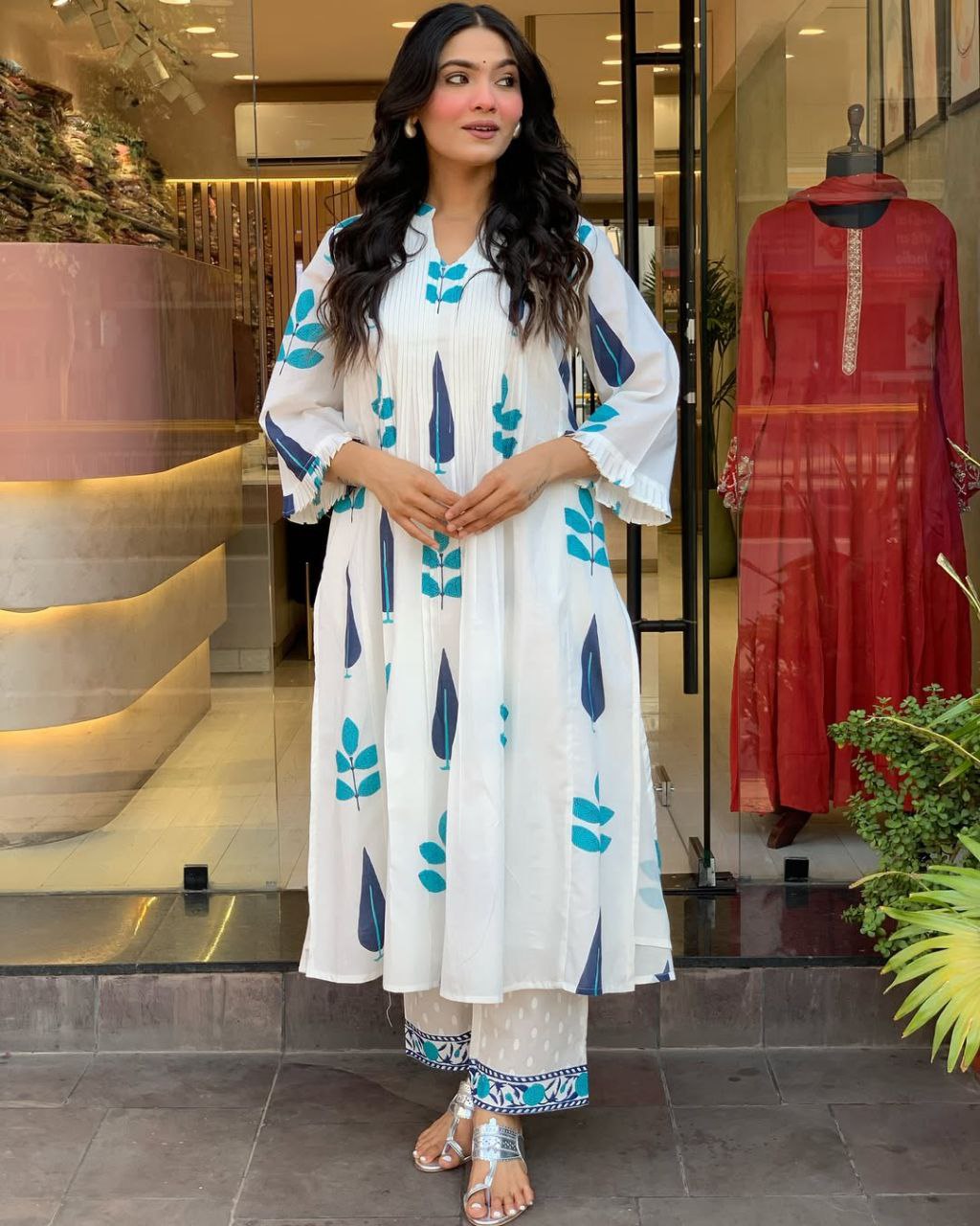 Pariza Block Print Pure  Mul Cotton Kurta With Pants
