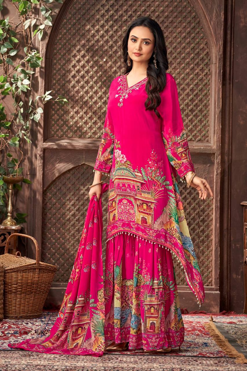 Orchid Bloom Perfact Top, Plazzo & Dupatta Set
