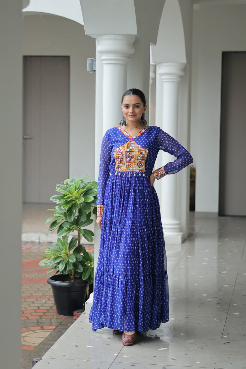 Navratri Special Traditional Bandhani Print Gown