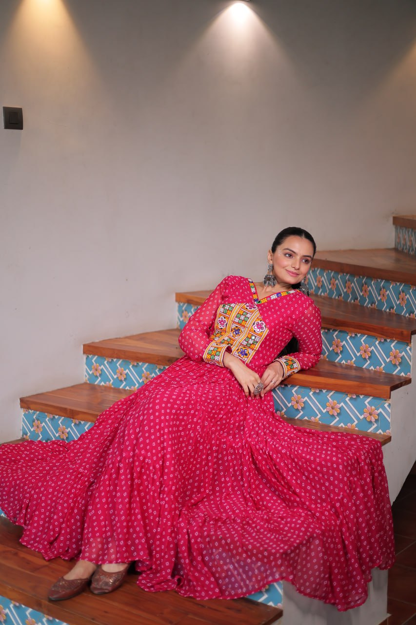 Navratri Special Traditional Bandhani Print Gown