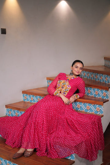 Navratri Special Traditional Bandhani Print Gown