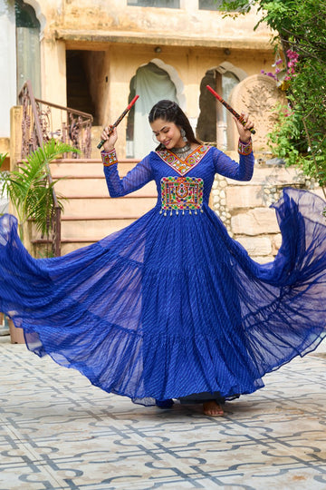 Navratri Special Traditional Gown With Kutchi Patche Work
