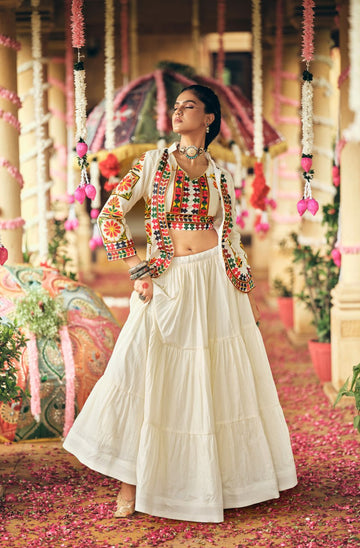 Royal Radiance Jacket With Lvory Flared Lehenga Set
