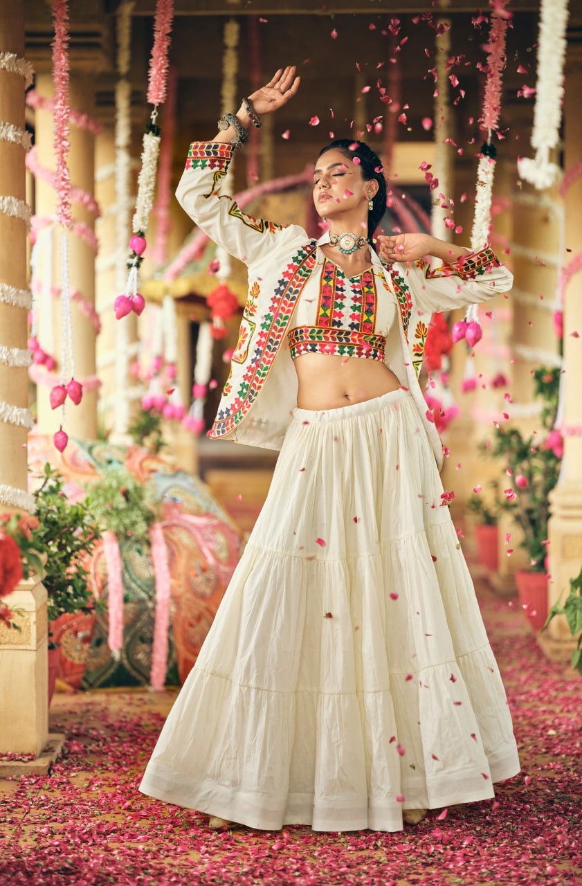 Royal Radiance Jacket With Lvory Flared Lehenga Set