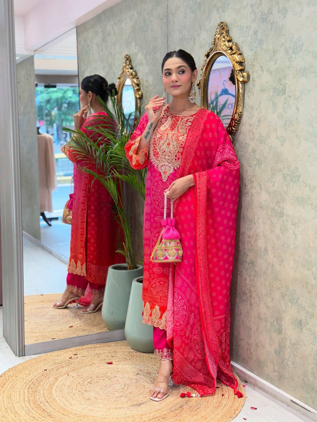 Ruby Radiance Festive Ensemble Suit Set