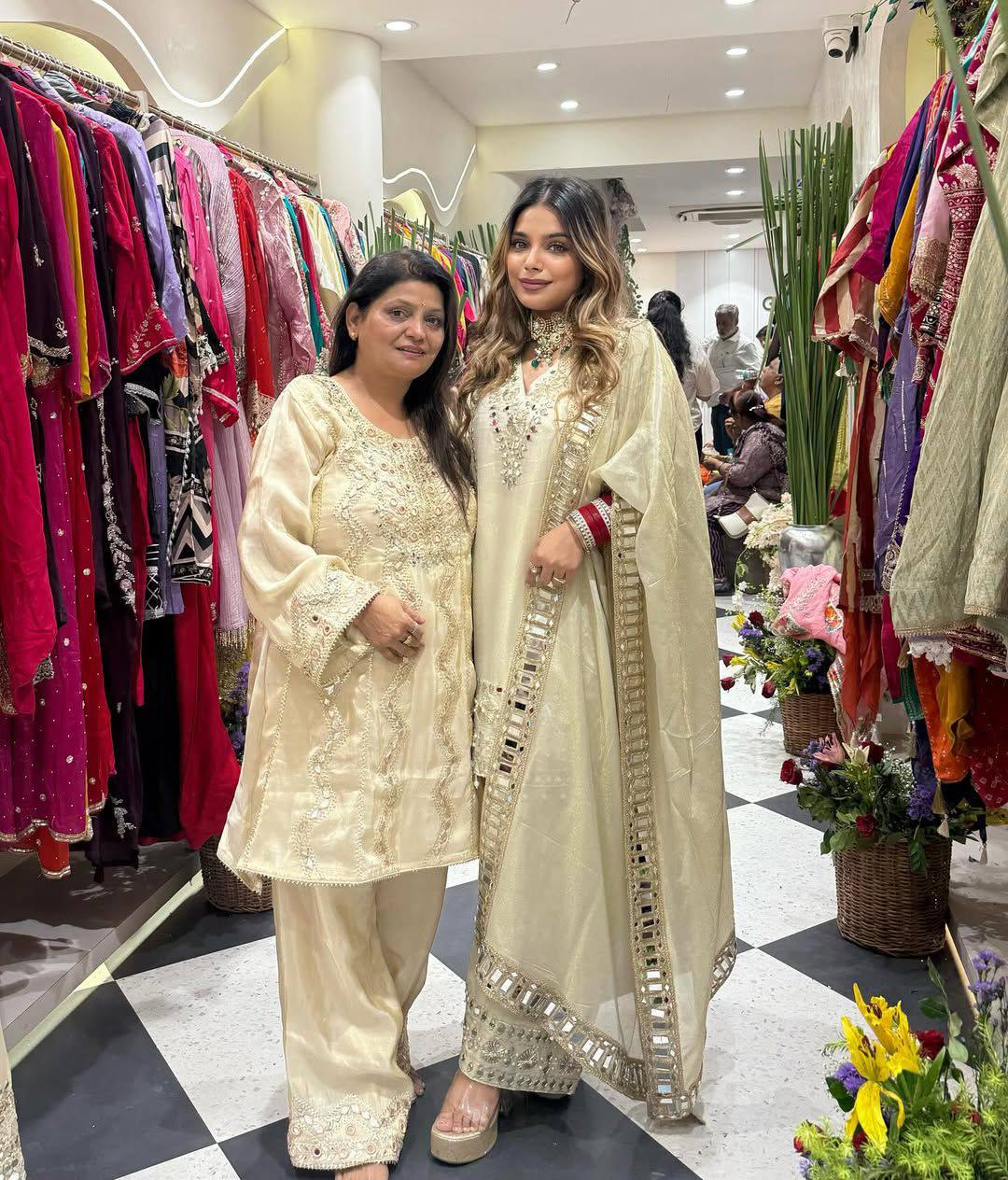 Elegant Plazzo Set with Real Mirror & Embroidery Work