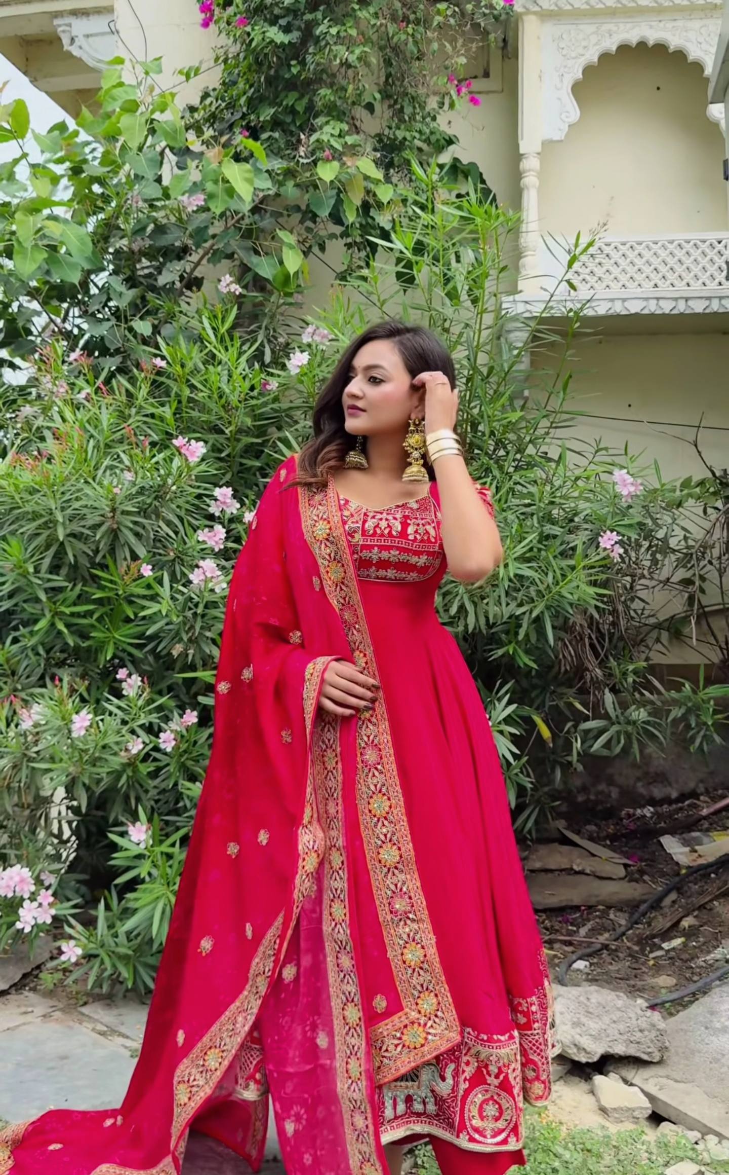 Royal Crepe Silk Embroidered Anarkali Suit Set