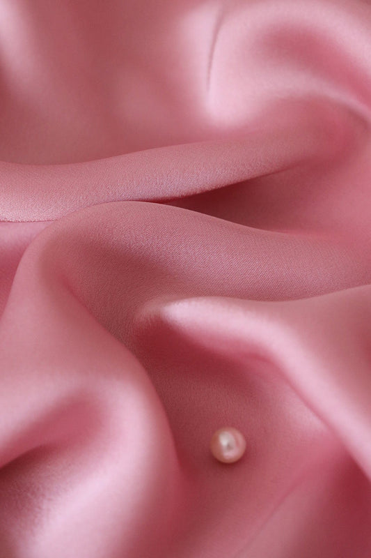Pink Dyed Georgette Satin Fabric
