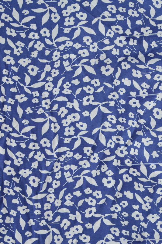 AIzaSyBcstauz-XMPRhEY21AUzeo032pxrXB5Ug - Big Width "56" Beautiful White Floral Digital Print On Blue Crepe Satin Fabric