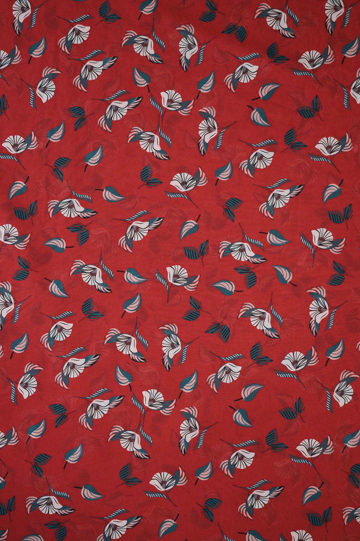 AIzaSyBcstauz-XMPRhEY21AUzeo032pxrXB5Ug - Big Width "56" Beautiful White Floral Digital Print On Red Georgette Fabric