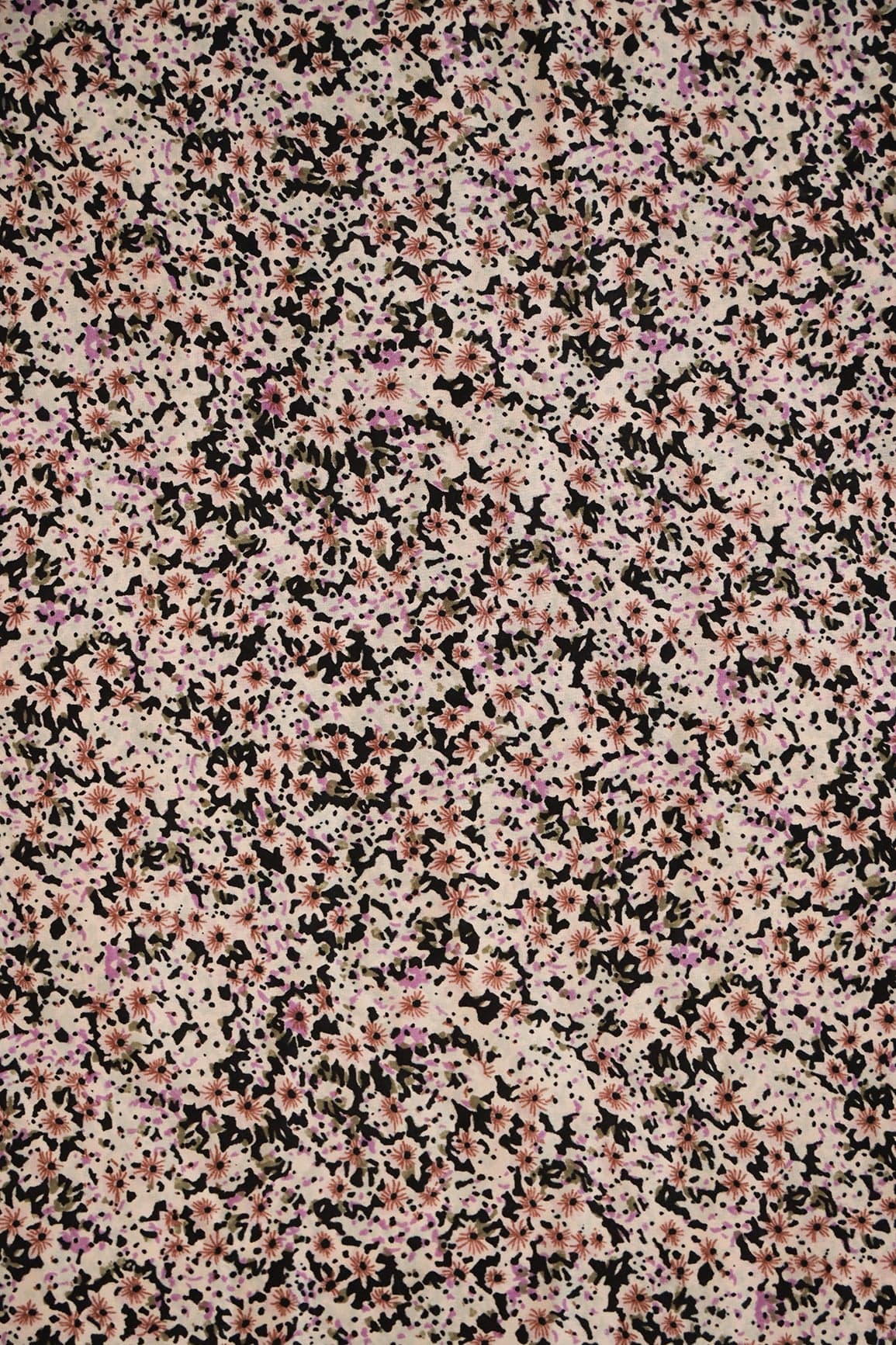 AIzaSyBcstauz-XMPRhEY21AUzeo032pxrXB5Ug - Big Width "56" Black And Brown Small Floral Digital Print On Crepe Satin Fabric