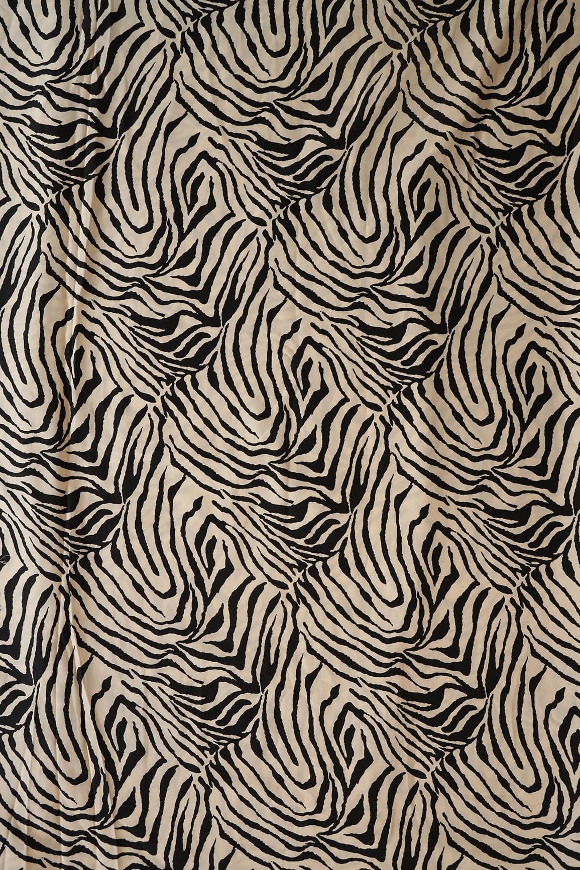 AIzaSyBcstauz-XMPRhEY21AUzeo032pxrXB5Ug - Big Width "56" Black Animal Digital Print On White Crepe Satin Fabric