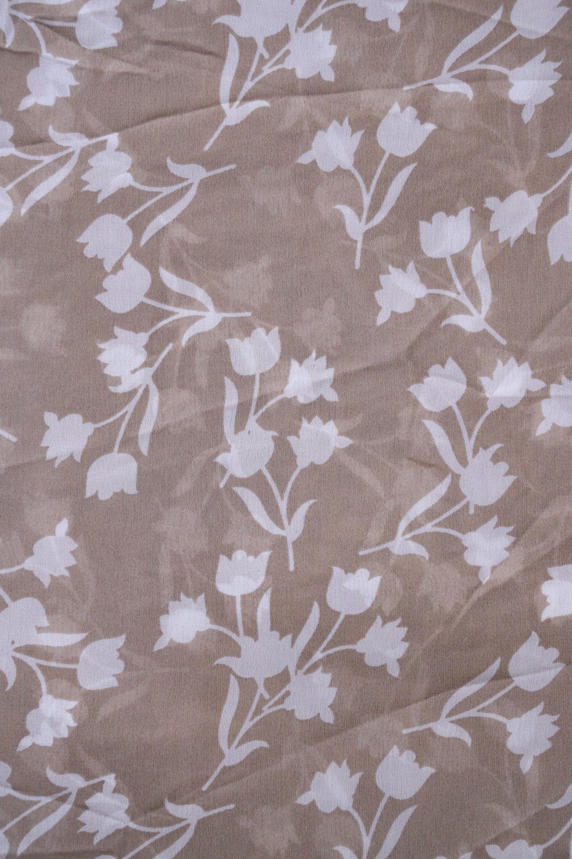 AIzaSyBcstauz-XMPRhEY21AUzeo032pxrXB5Ug - Big Width "56" White Beautiful Floral Digital Print On Beige Georgette Fabric