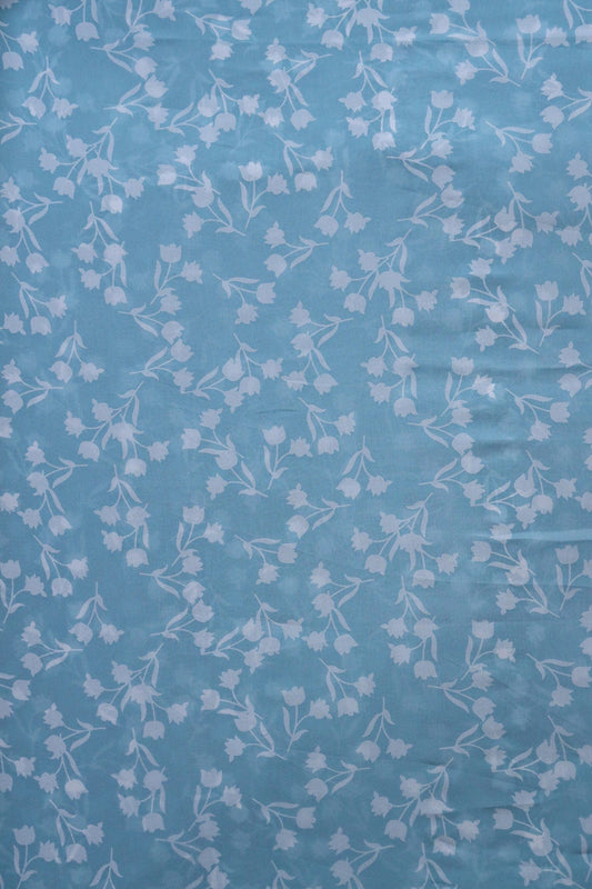 AIzaSyBcstauz-XMPRhEY21AUzeo032pxrXB5Ug - Big Width "56" White Beautiful Floral Digital Print On Sky Blue Georgette Fabric