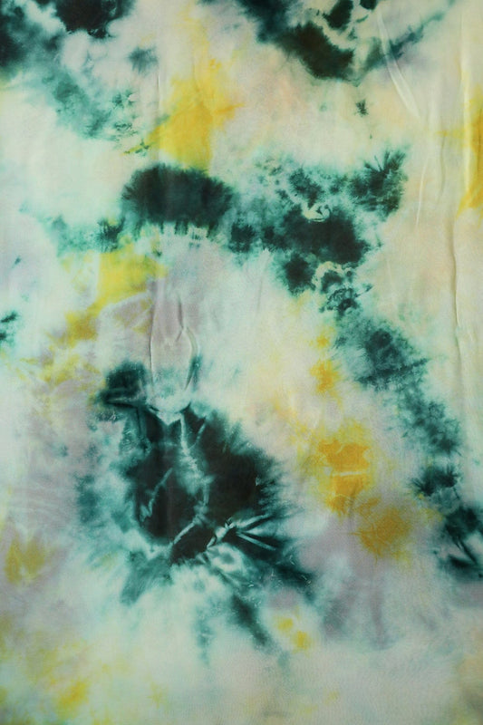 AIzaSyBcstauz-XMPRhEY21AUzeo032pxrXB5Ug - Green And Yellow Tie & Dye Shibori Print On Viscose Georgette Fabric