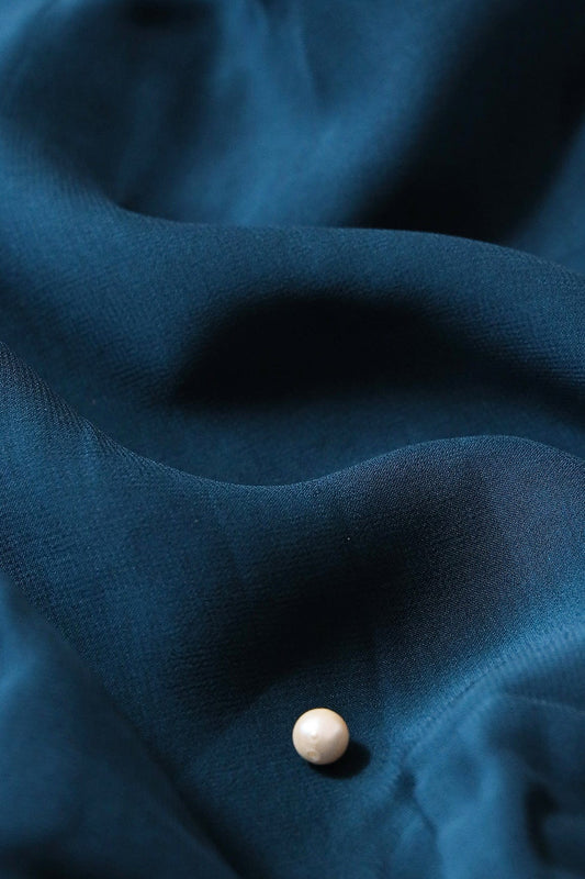 Prussian Blue Dyed Viscose Georgette Fabric