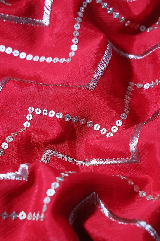 Red And Beige Saree Set (2 Piece)