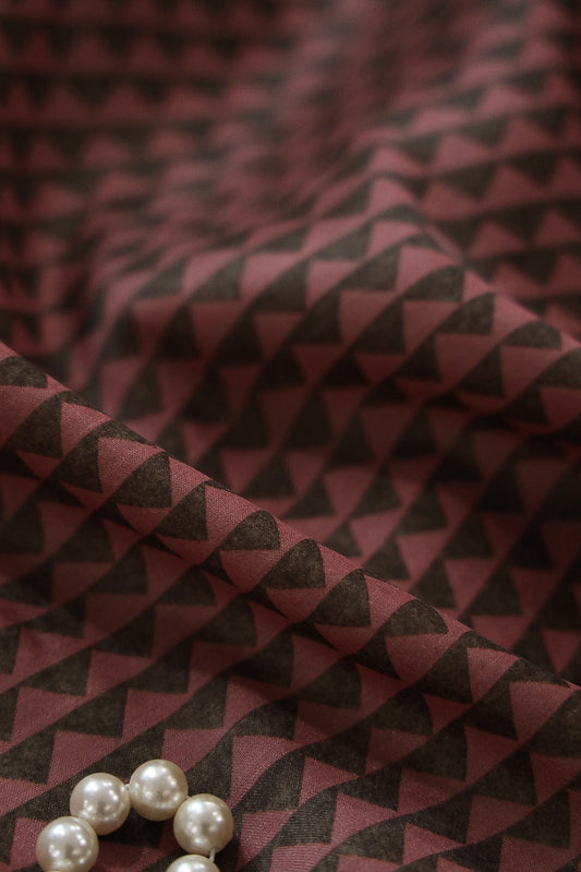Rust Arrow Digital Print on Tussar Satin Fabric