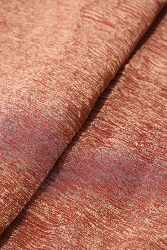 Rust Banarasi Zari Crush Tissue Fabric (Width 45)