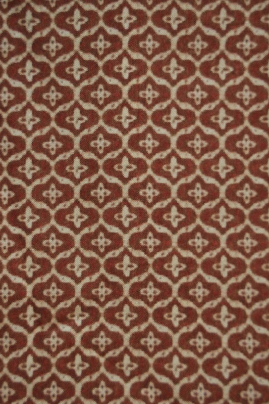 Rust Geometric Digital Print Design on Tussar Silk Fabric