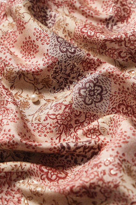 AIzaSyBcstauz-XMPRhEY21AUzeo032pxrXB5Ug - Brown And Beige Viscose Chanderi Silk Unstitched Suit (2 Piece)