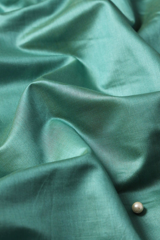 Teal Dyed Viscose Chanderi Silk Fabric