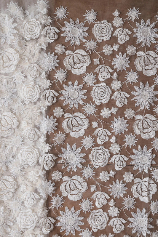 White And Purple Unstitched Lehenga Set Fabric (3 Piece)