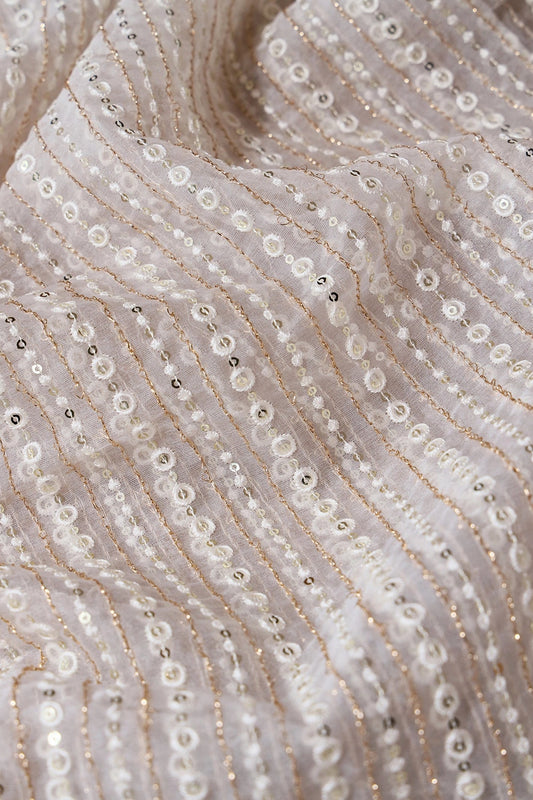 White And Purple Unstitched Lehenga Set Fabric (3 Piece)