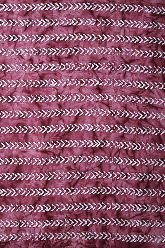 White And Rouge Pink Geometric Pattern Batik Handblock Organic Cotton Fabric