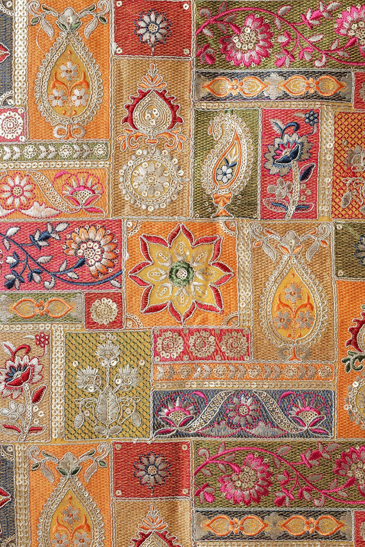 Yellow And Green Unstitched Lehenga Set Fabric (3 Piece)