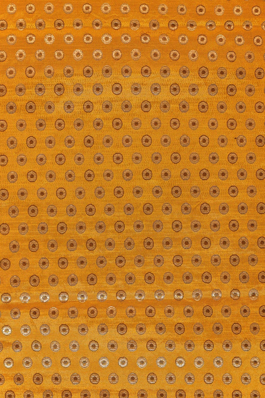 Yellow Polka Double Cloth Jacquard Banarasi Fabric