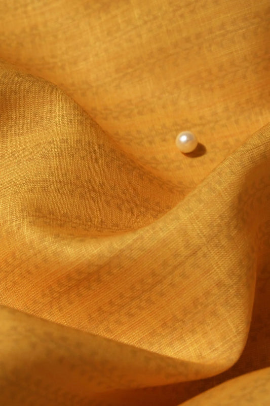 Yellow Stripes Textured Digital Print On Poly Linen Fabric